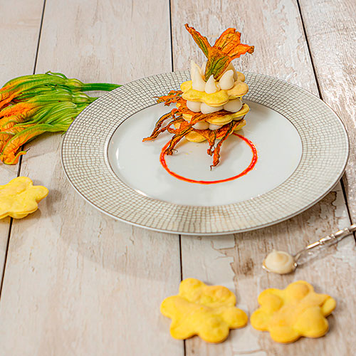 Millefoglie di fiori di zucca con mousse di Straccoveg